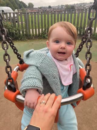 A first trip to the swings in summer 2020 at Endcliffe Park