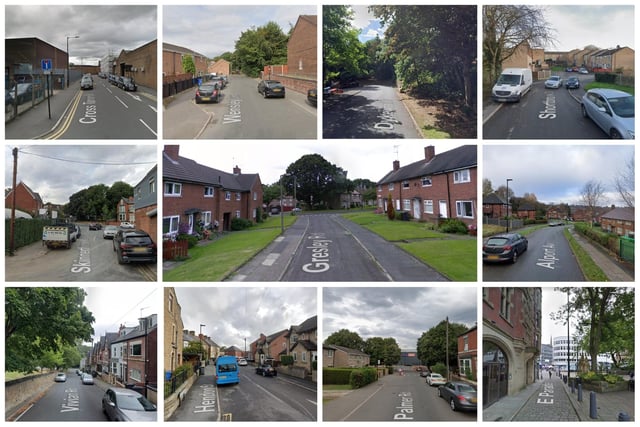The 11 Sheffield streets pictured here are the locations where police received the highest number of reports of anti-social behaviour in March 2023
