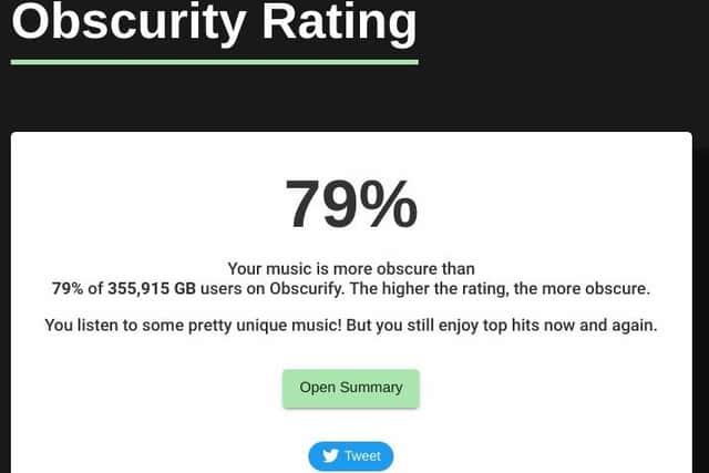 Obscurify tells you how obscure your Spotify listening habits are compared to other users, as well as providing a breakdown of other listening metrics.