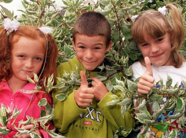 Kids auditioning for a role in Babes in the Wood at Doncaster's Civic Theatre. Lacey Thompson, Adam Thompson and Amy Stephenson. October 1999.