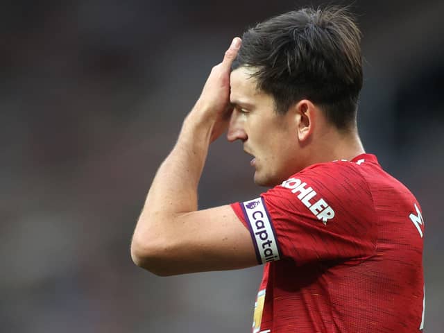 Manchester United's Harry Maguire is set to miss the Europa League final against Villarreal. Carl Recine/PA Wire.