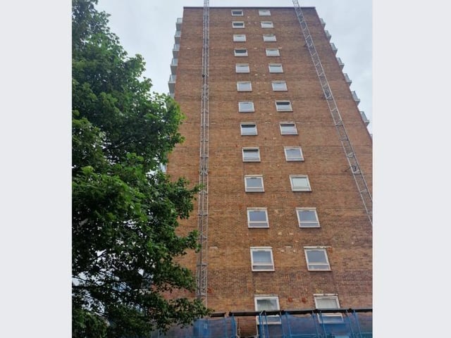 Picture shows the size of the tower block