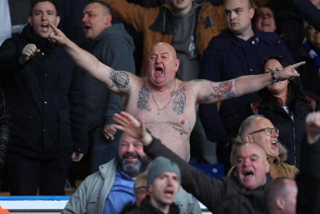 Sheffield Wednesday fan Paul "Tango" Gregory in the stands during the Sky Bet Championship match at Elland Road, Leeds. PRESS ASSOCIATION Photo. Picture date: Saturday April 13, 2019. See PA story SOCCER Leeds. Photo credit should read: Mike Egerton/PA Wire. RESTRICTIONS: EDITORIAL USE ONLY No use with unauthorised audio, video, data, fixture lists, club/league logos or "live" services. Online in-match use limited to 120 images, no video emulation. No use in betting, games or single club/league/player publications.