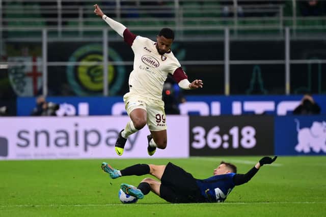 Sheffield United striker Lys Mousset was back in the Salernitana side as the Italians bid to avoid the drop. (Photo by MIGUEL MEDINA/AFP via Getty Images)