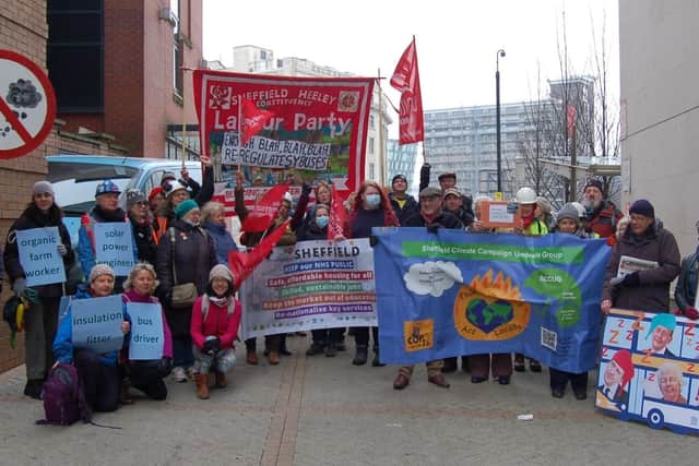 Over 40 people attended the last Better Buses protest in January outside the Mayoral Combined Authority. Credit: Better Buses for South Yorkshire