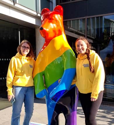 Freya Kingswood, Senior Events Fundraising Assistant at The Children’s Hospital Charity and Rachael Thomas, Events Fundraising Officer at The Children’s Hospital Charity with one of the bears
