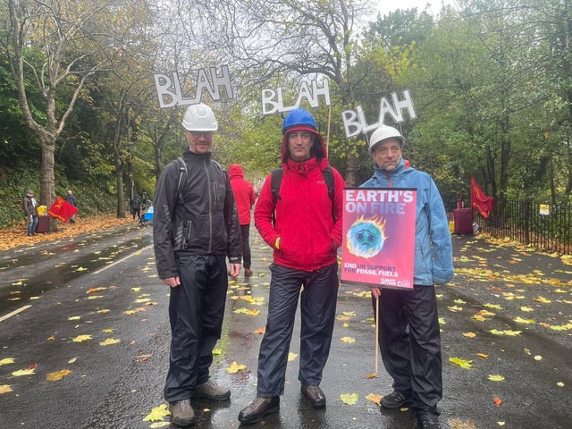 Protesters ahead of the march today, 6 November.