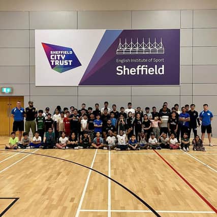 Darnall Education and Sports Academy staff and participants with Sheffield City Trust coaches at the English Institute of Sport Sheffield.