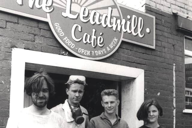 Staff working on the renovation of The Leadmill, L to R Graham Wrench, John Clapham, Mark Dinnin and Liz Ewbank...August 1989