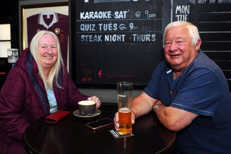 Enjoying a drink in Polmont's  Black Bull are Julie Hunter and Alex Hunter (Pic: Michael Gillen)