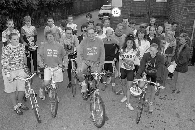Simpson Wright and Lowe staff taking part in a charity cycle ride