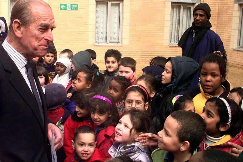 HRH Prince Philip meets children from Springfield School at the Devonshire Quarter