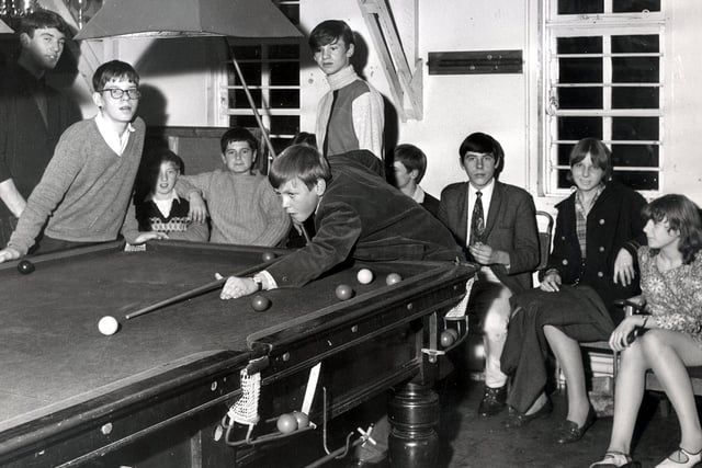 Enjoying a game of snooker at Meynell Youth Club, October 1967