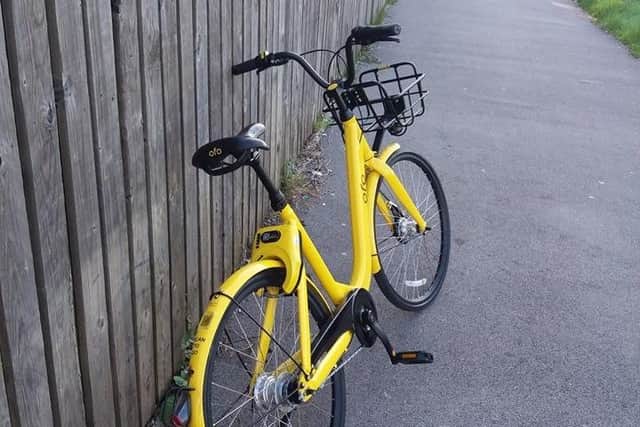 A yellow Ofo scene and go bike has been found in Darnall (photo: Zaqari Usuf/Love Sheffield/Facebook).