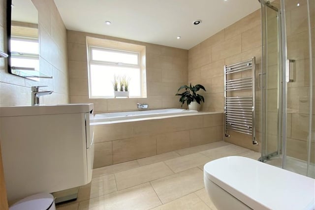 The family bathroom is found on the first floor and is large and brilliantly equipped.