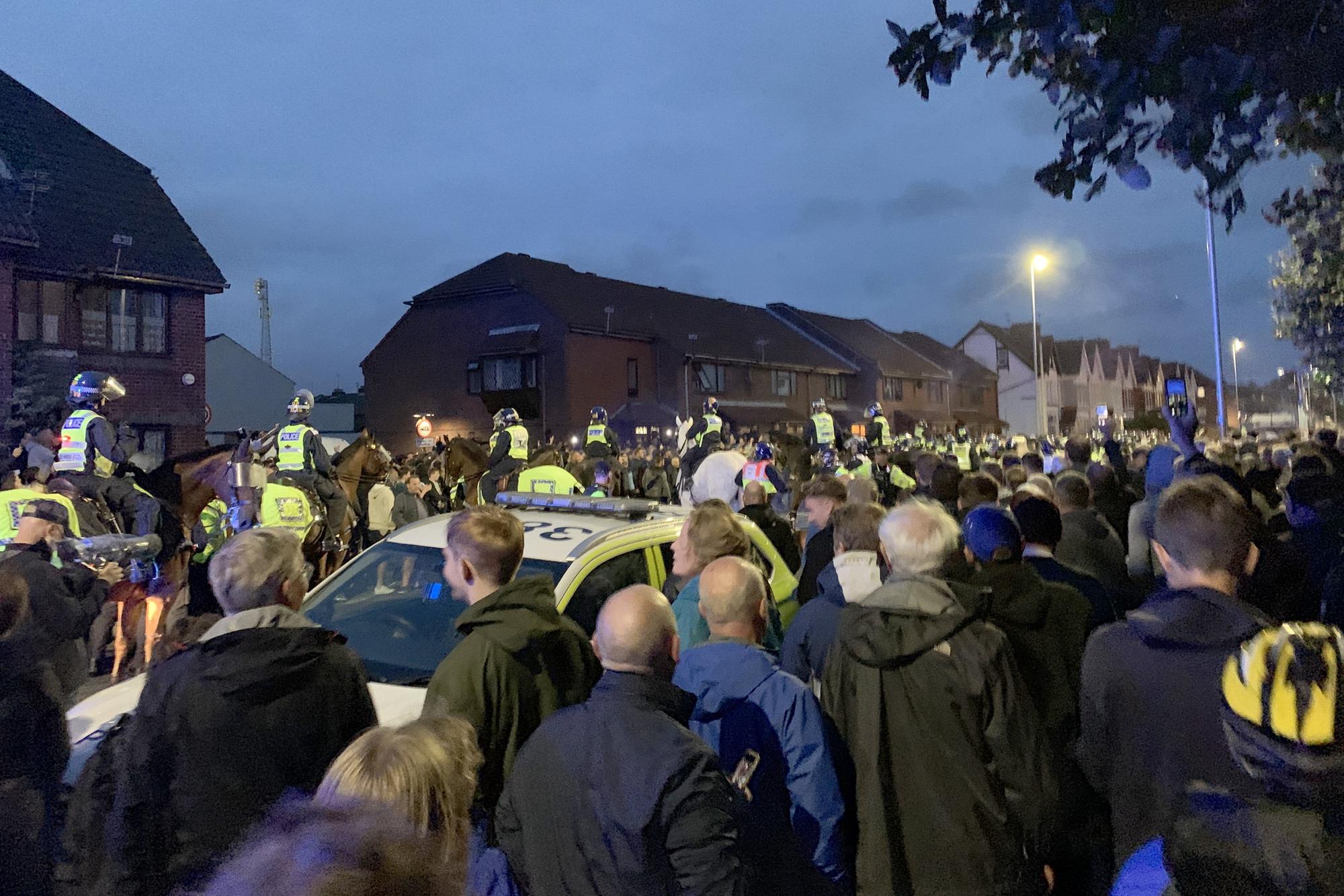 Police ran their 'biggest ever football operation' in Hampshire on September 24 as Pompey played Southampton at Fratton Park for the third round of the Carabao Cup.Pictured is: Police after the match where the Blues lost 4-0.Picture: Ben Fishwick (240919-9824)