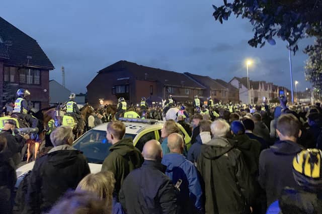 Police ran their 'biggest ever football operation' in Hampshire on September 24 as Pompey played Southampton at Fratton Park for the third round of the Carabao Cup.
Pictured is: Police after the match where the Blues lost 4-0.
Picture: Ben Fishwick (240919-9824)