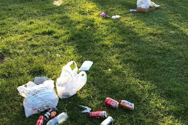 Rubbish left scattered over recreation grounds in Bakewell.