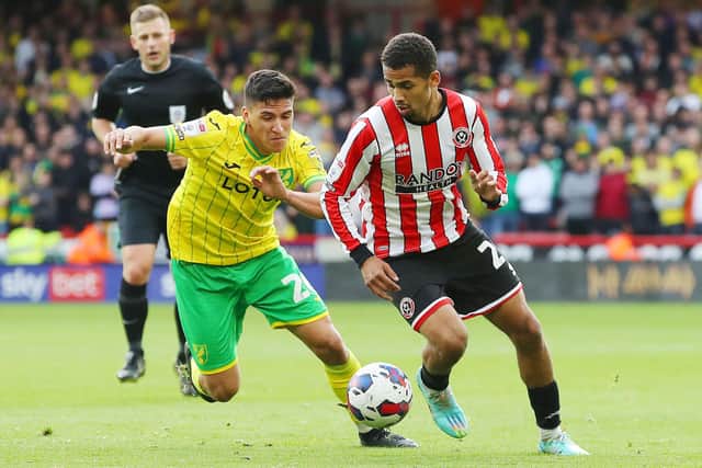 lliman Ndiaye of Sheffield United in action against Norwich City: Lexy Ilsley / Sportimage