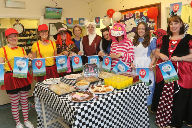 Alice in Wonderland theme for the party at Grove Vets New Mills in 2017