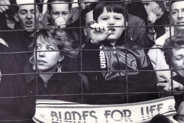 United supporters watch their side take on Norwich in February 1989.