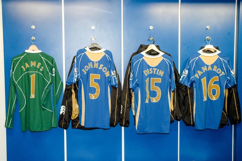 The shirts of David James, Glen Johnson, Sylvain Distin and Noe Pamarot await the players before a game.  Picture: Faz Ahmed