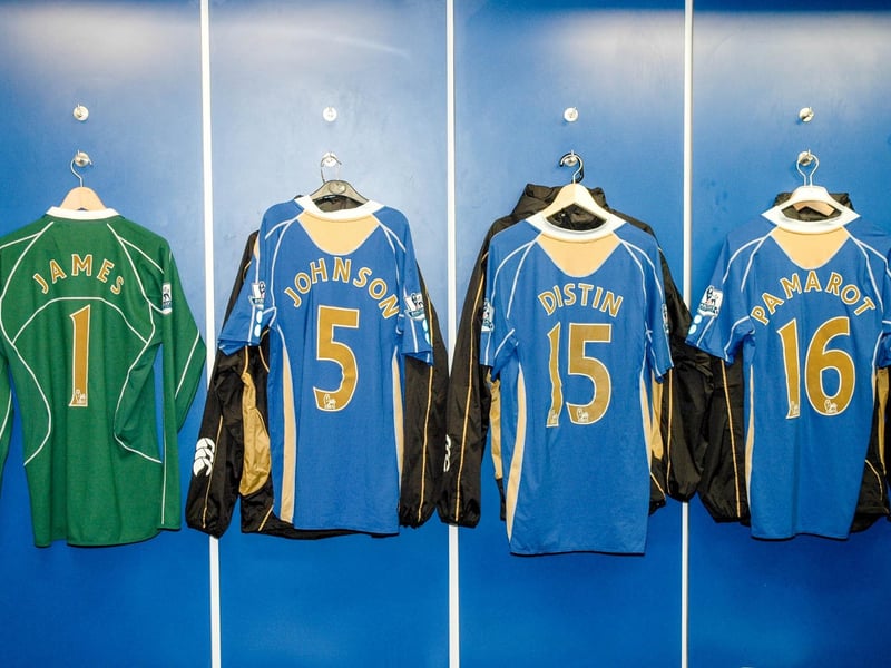 The shirts of David James, Glen Johnson, Sylvain Distin and Noe Pamarot await the players before a game.  Picture: Faz Ahmed
