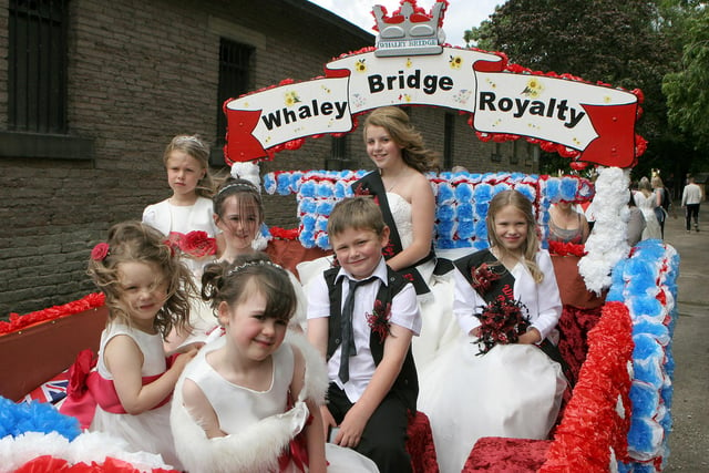 Whaley Bridge Carnival, queen Annabel and her retinue before the procession