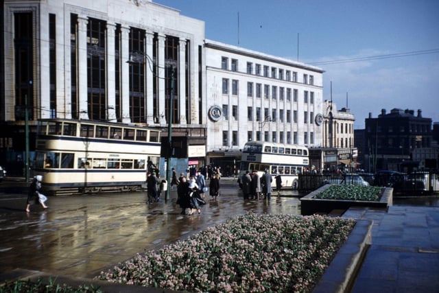 High Street showing Peter Robinson Ltd, fashion department store in 1957