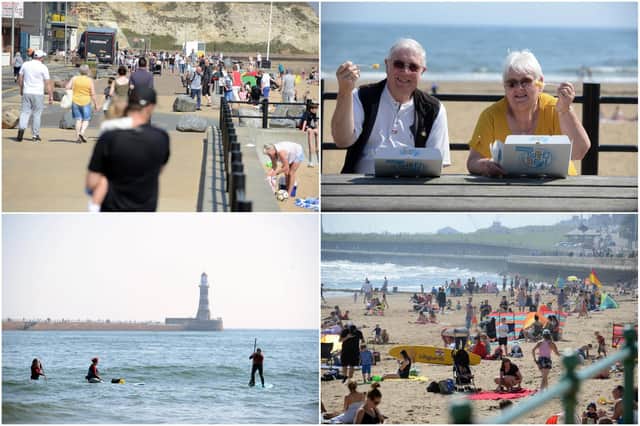 Crowds enjoy the warm weather at Seaburn and Roker Beaches.