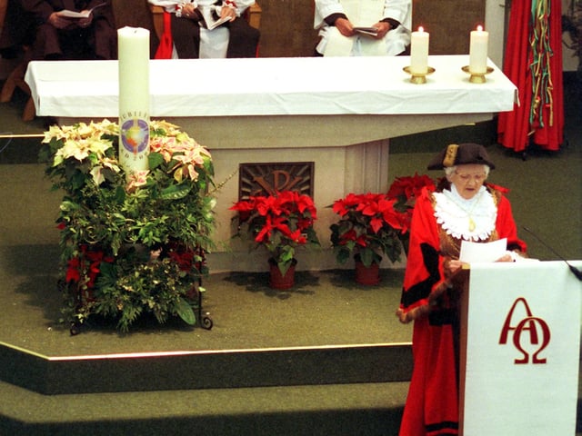 Mayor of Doncaster Clr Mrs Margaret Robinson reading a lesson during the service