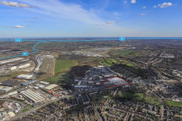 Aerial map showing the warehouse development site in Sheffield that Tungsten Properties has acquired.