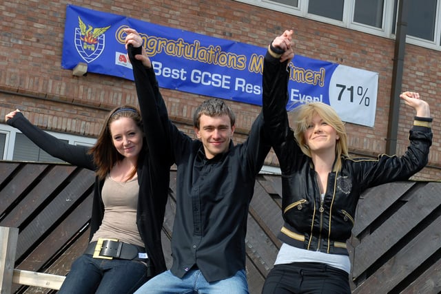 A grade students Rebecca Riddell, Mark Tiffin and Amy Cowie were celebrating after getting A grade results 13 years ago. Remember this?