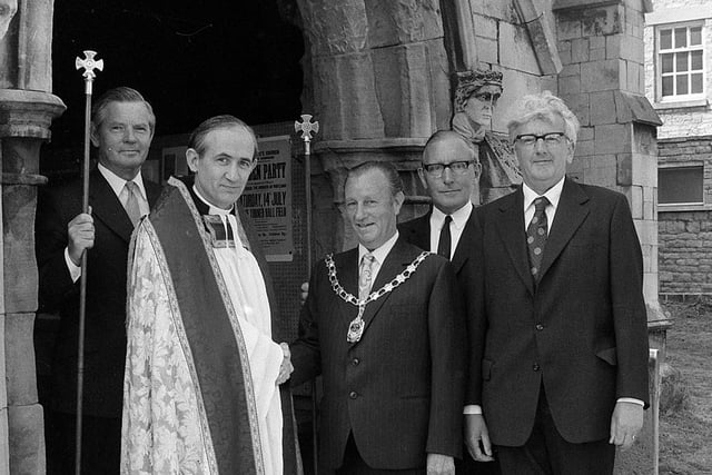 1973 and Mansfield Woodhouse Urban District Council's civic service - do you recognise anyone in this picture?