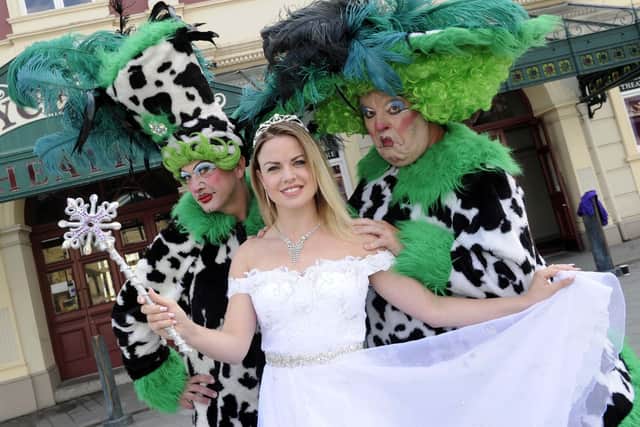 Joanne Clifton as the Fairy Godmother with Ugly Sisters Matt Daines and Damian Williams, right, in the 2019 Sheffield Lyceum pantomime Cinderella. Joanne returns to the theatre in The Addams Family musical
