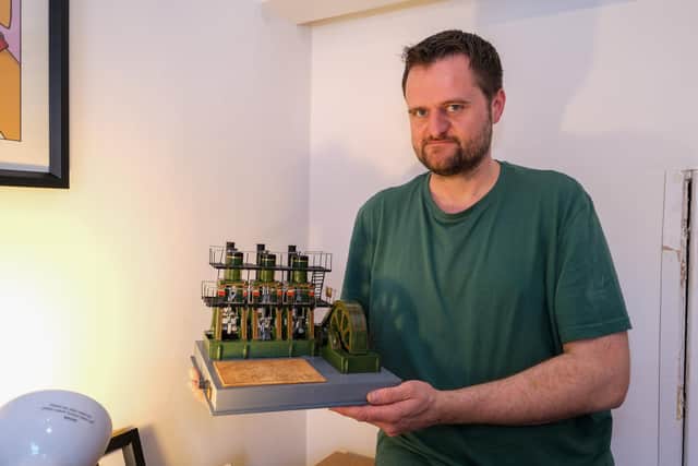 Lee with his electric model of the Kelham Island Don Engine