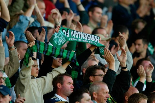 Hibs fans voice their support for the team at the start of the 2002/03 campaign