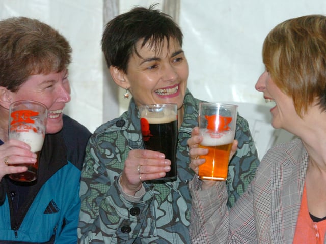 Judith Webb, Jo Stubbs and Liz Johnson at the 34th Steel City Beer Festival at Cemetery Park October 2, 2008