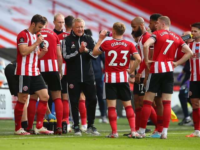 Chris Wilder is receiving briefings on the progress of Sheffield United's talks with West Bromwich Albion: Simon Bellis/Sportimage