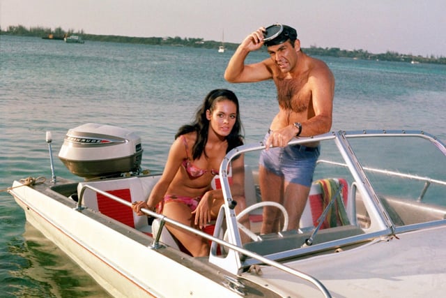 Martine Beswick and Sean Connery in Thunderball in 1965
