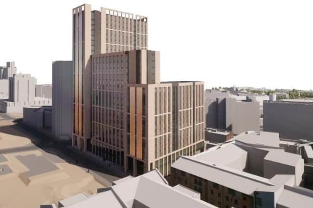 Artists' impression of the development. A developer has cut down the size of what was to be the tallest building in Yorkshire by 12 storeys over viability issues relating to the cost of living crisis.