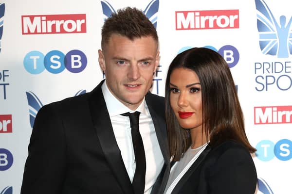 Jamie Vardy and Rebekah Vardy pictured at the Pride of Sport awards 2018 at Grosvenor House (Photo by John Phillips/Getty Images)