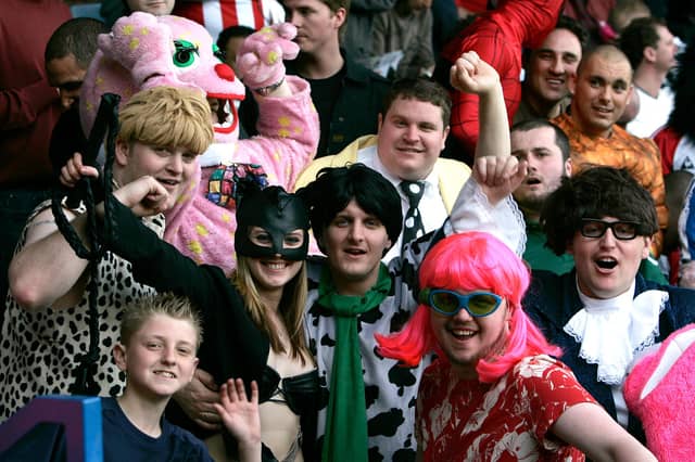 Blades fans in fancy dress at Luton back in 2006
