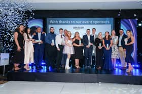 The winners gather on stage at the end of the South Yorkshire Apprenticeship Awards 2022