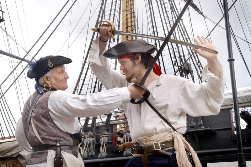 We're reliving a sword fight which was part of the pirate action at the Historic Quay in 2007.