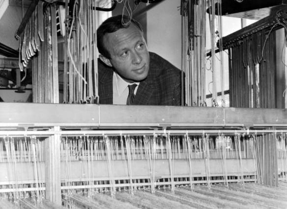 Bernat Klein himself at one of the looms in his mill at Galashiels, August 1966.