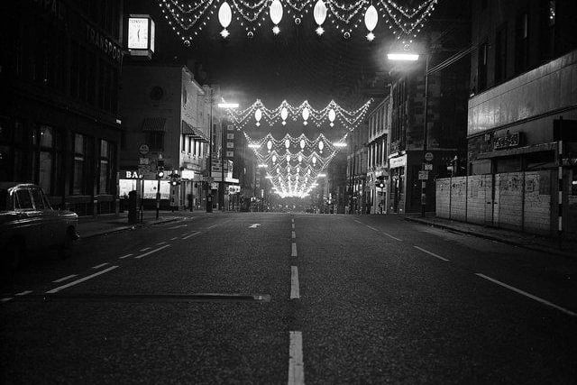 Christmas lights in Renfield Street, 1963.
