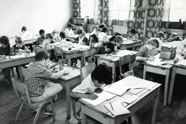 Heads down at Hucklow Middle School, Sheffield, 1986
