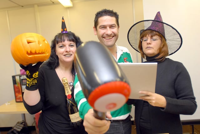 Tedco in Jarrow held a Halloween auction for Children In Need in 2008. Pictured are Susan Campbell, Darren Palmer and Janice Stott.