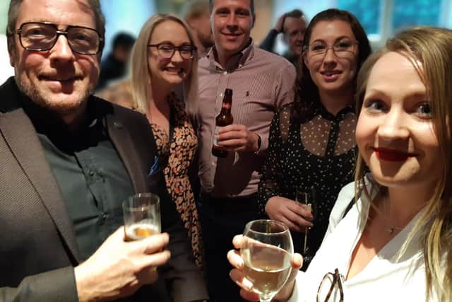 Gerry Arcari, left, with Sarah Briggs, Jamie Griggs, Laura Cutress and Stefanie Champagne